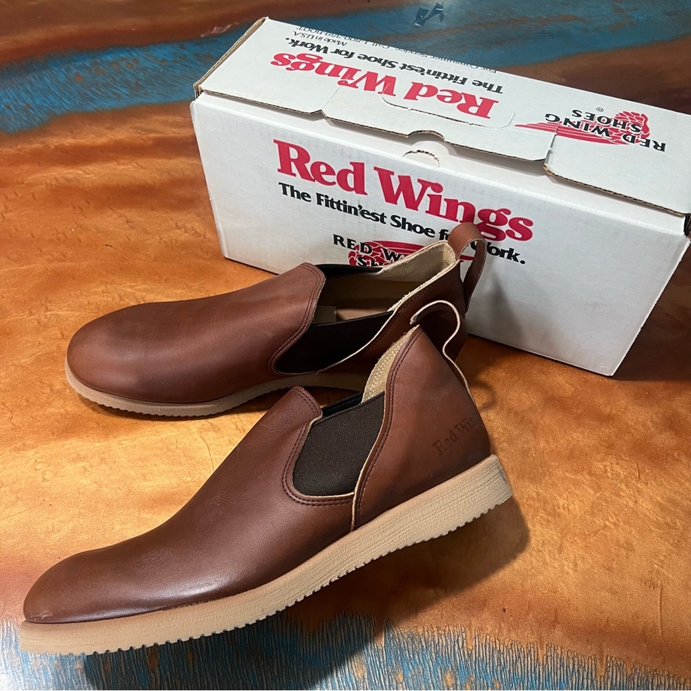 Vintage Red Wing Romeo Pull on Full grain leather boots Size 10 E 90s brown